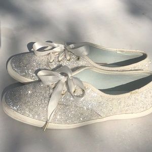 Keds® x kate spade new york glitter sneaker Cream